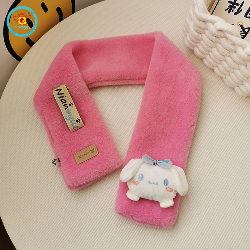 IQ Angel  Khăn Choàng Cổ Bằng Vải Bông Dày Dặn Ấm Áp Họa Tiết Chó Yugui Hoạt Hình Dễ Thương Cho Bé