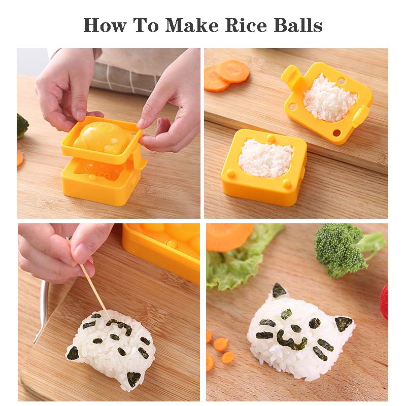 Khuôn Làm Cơm Nắm Hình Mèo Hoạt Hình Dễ Thương