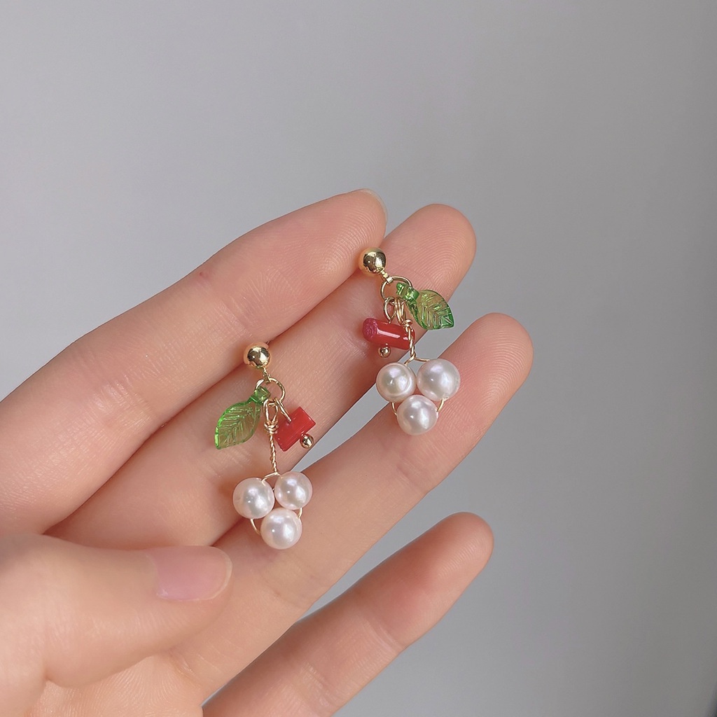 Bông Tai Dáng Dài Đính Ngọc Trai Hình Hoa Phong Cách Đồng Quê Thời Trang 925 PD816