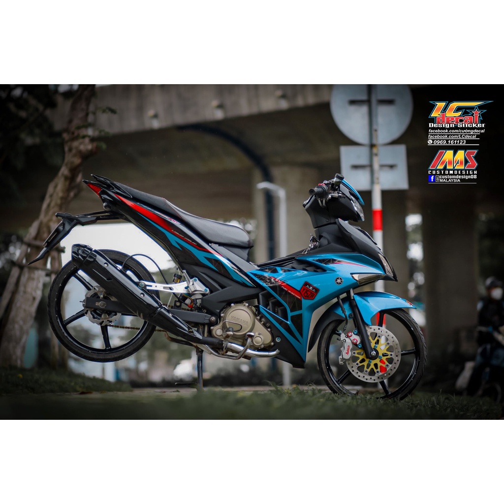 Tem rời Exciter 150 xanh đen đỏ y15zr , tem 3 lớp cao cấp hình ảnh thực tế