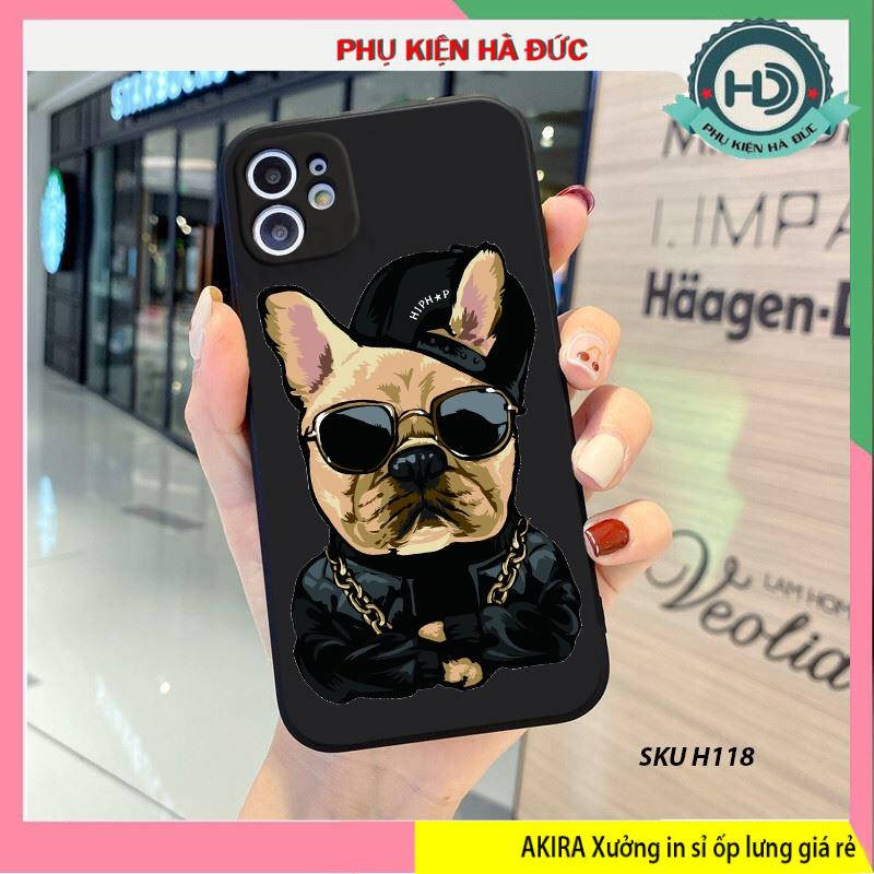 Ốp lưng chó bull đeo kính iphone 14/14Pro/14Plus/14Promax dẻo mềm cạnh vuông chống sốc bảo vệ camera Mã H118  Akira case