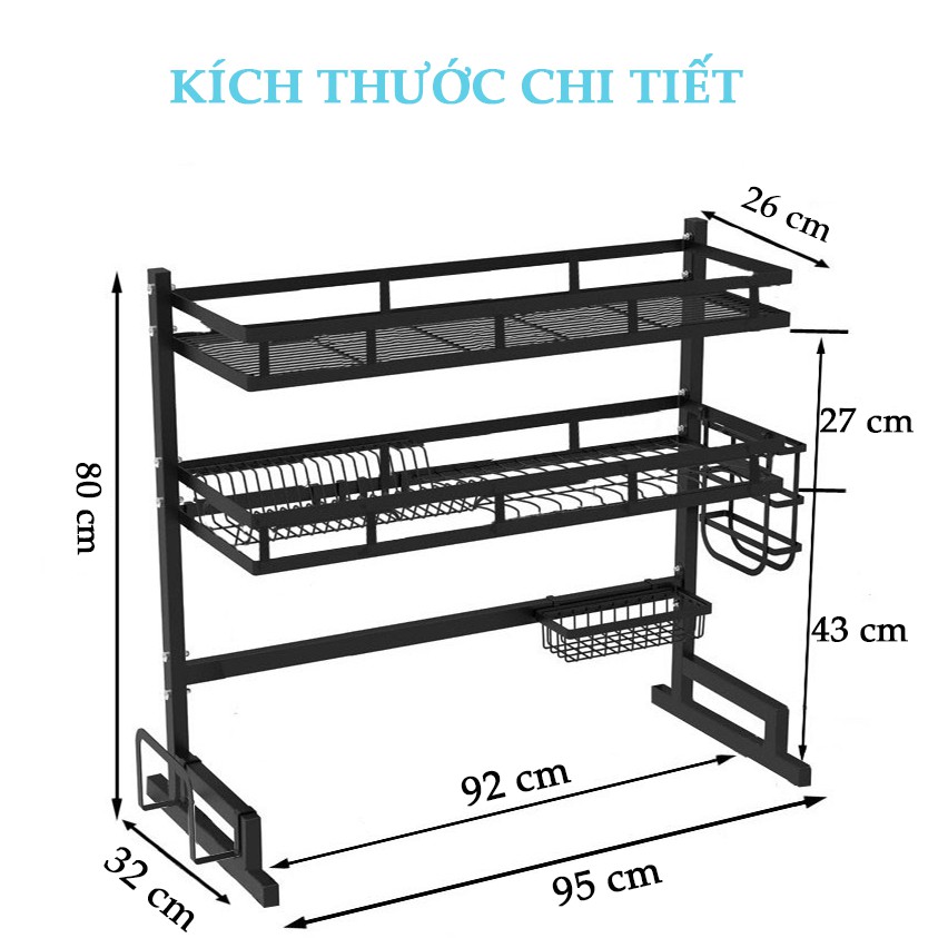 [ 𝐅𝐑𝐄𝐄𝐒𝐇𝐈𝐏 ] Kệ chén đa năng trên bồn rửa, không gỉ, chịu lực 80kg