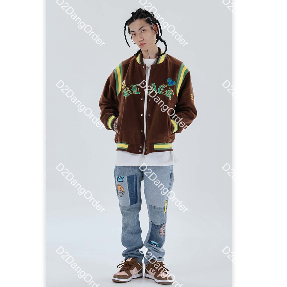 "ÁO BOMBER BÓNG CHÀY "BLACK PARA KẺ VAI" VARSITY JACKET 2 MÀU [HÀNG ORDER - FULL BAG BILL]"