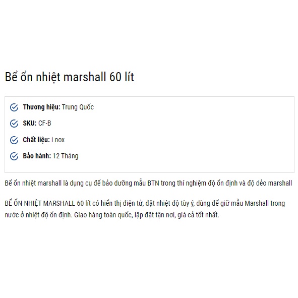 Bể ổn nhiệt marshall 60 lít Cao cấp Bảo hành 12 tháng