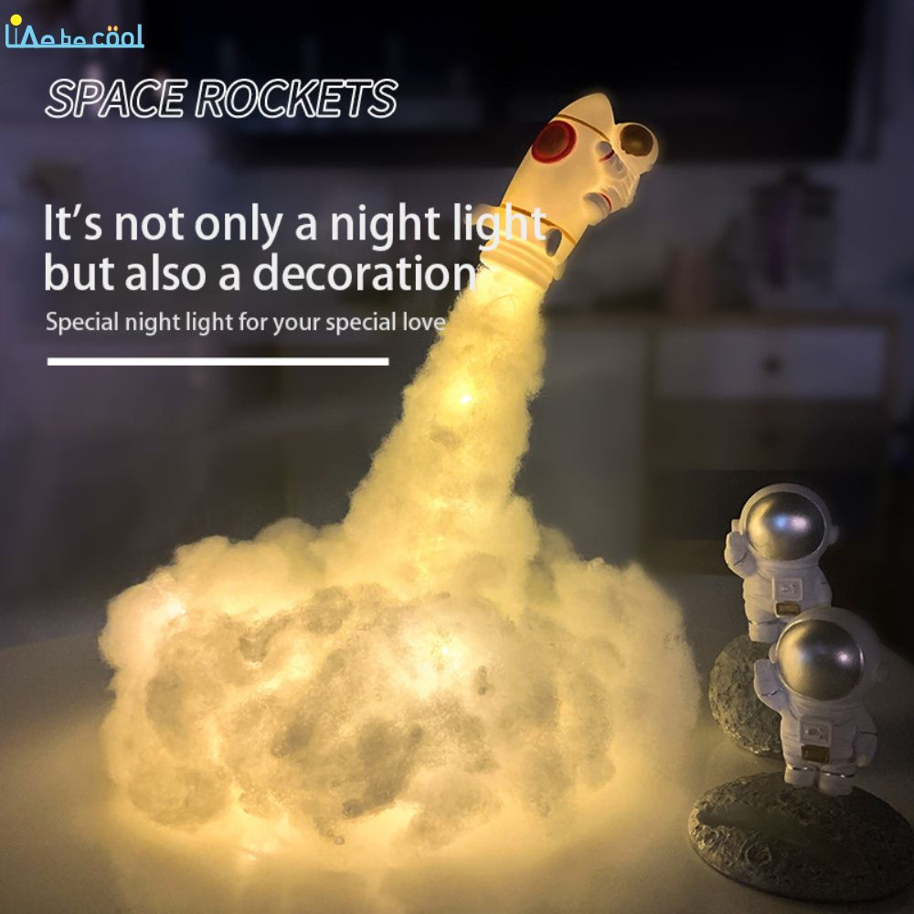 3D Print Rocket Lamp, Space Shuttle Lamp Night Light  Moon Lamp Materials with USB Rechargeable for Rocket Lovers New 3D Print Space Shuttle Lamp Night Light for Space Fans Moon Rocket Lamp as Room Decoration home desk decor