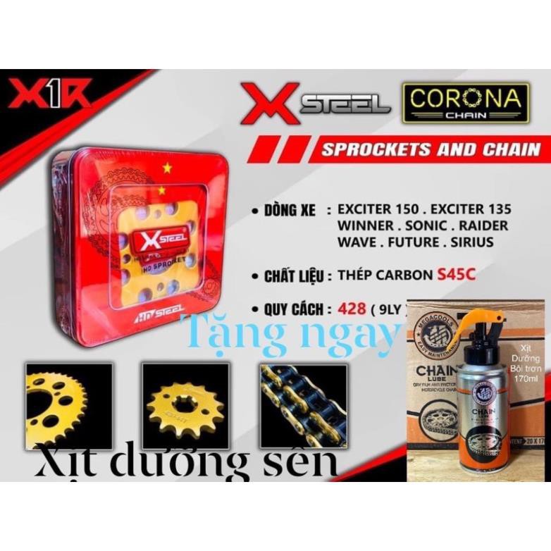 TẶNG NGAY Bộ NSD X1R nhông sên đĩa xích winner ex150 raiderfi wave "Xịt dưỡng sên" Chain Lube 170ml_Dochoixemaynhapkhau