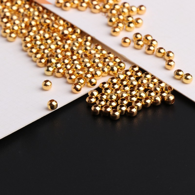Set 200 Hạt Xỏ Lỗ Mạ Vàng 4mm Dùng Làm Trang Sức Diy