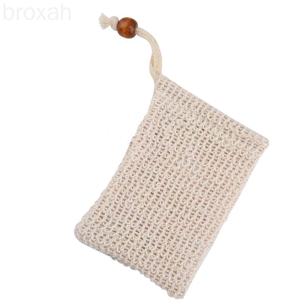 Linen Soap Bag Bathroom Shower Bathing Foaming Massage Bag Exfoliating Cleanser Soap Scrub Mesh Pouch broxah