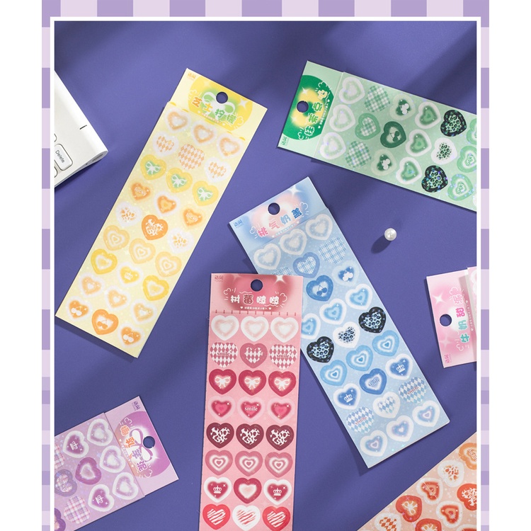 Peach 2Pcs Love base material stickers Heart pounding Journal Scrapbook Decor Sticke