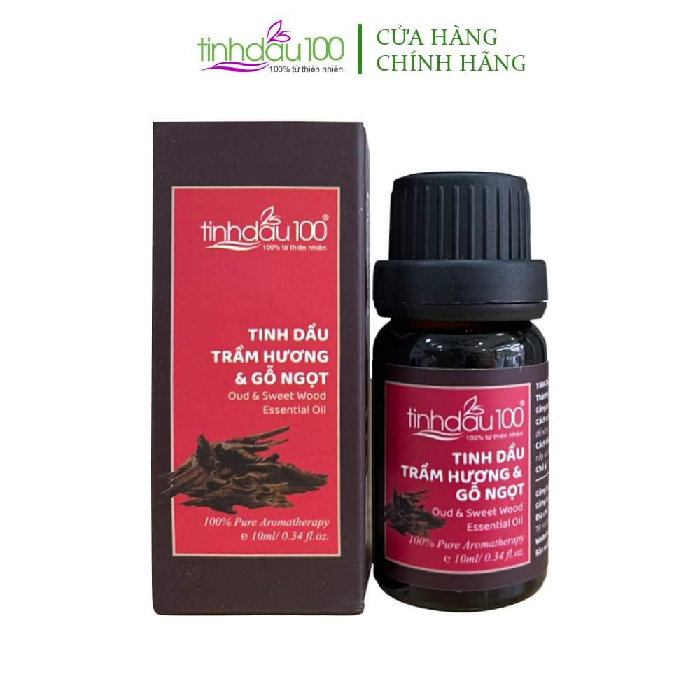 Tinh dầu trầm hương + gỗ ngọt Tinh Dầu 100 xông thơm phòng giúp tĩnh tâm, massage, làm nước hoa mùi thơm ngọt ấm lọ 10ml