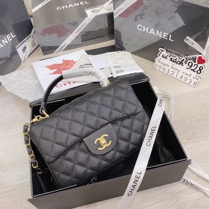 Túi Classic quai xách da sần hàng đẹp fullbox