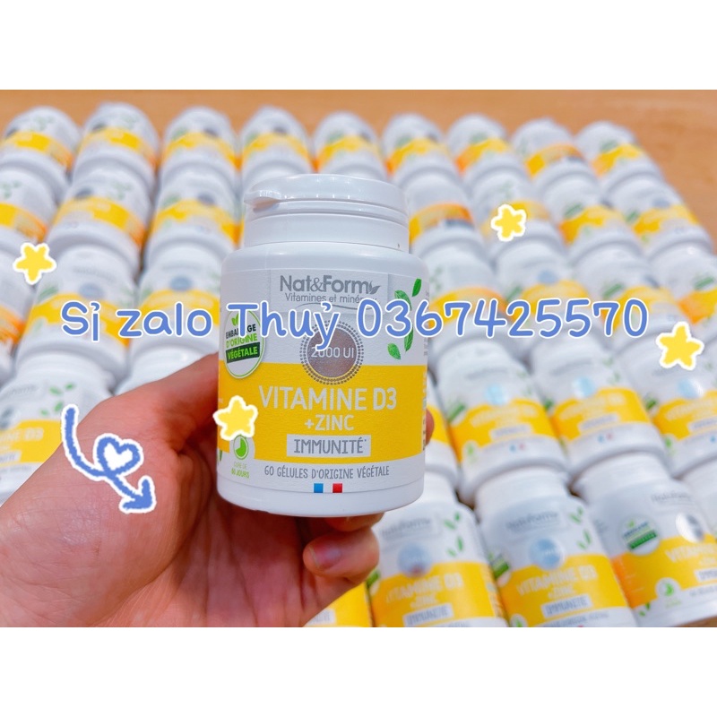 Tăng đề kháng Vitamin D3 + Zinc Nat Form hộp 60 viên của Pháp
