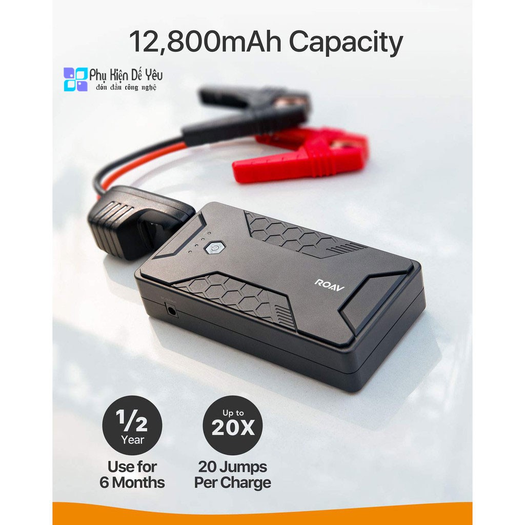 Bộ sạc dự phòng kiêm kích ắc quy ô tô ROAV Jump Starter Pro 12800mAh 12V/1000A (by ANKER) - R3130