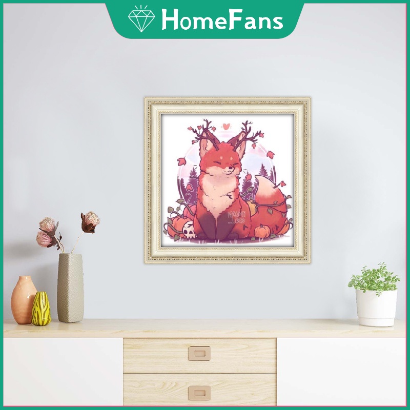 Bộ tranh đính đá 5D tự làm 30x30cm hình chú cáo độc đáo trang trí nhà cửa