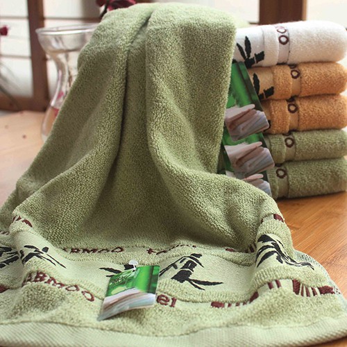 Khăn lau mặt vải cotton siêu mềm hoạ tiết lá tre