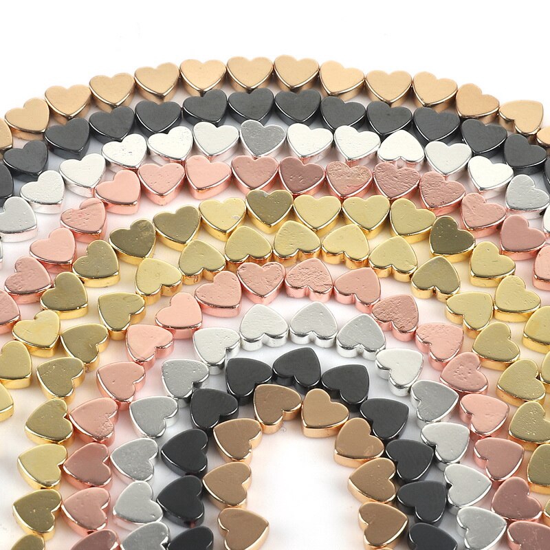 Chuỗi hạt đá hematite hình trái tim lỗ xỏ lớn dành cho làm trang sức thủ công