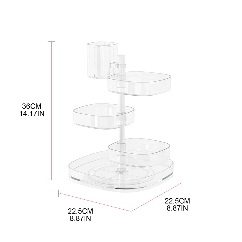 Khay Đựng Đồ Trang Điểm 5 Tầng Trong Suốt Có Thể Điều Chỉnh