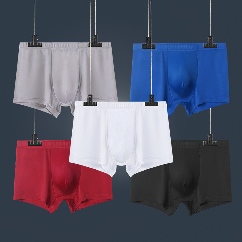 Quần Lót Boxer Vải Lụa Không Đường May Kiểu Hàn Quốc Cho Nam 5 Màu Lựa Chọn Size L-5Xl