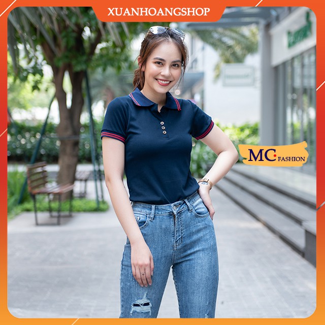 Áo Phông Nữ Dáng Thun Có Cổ Tay Ngắn Đẹp Đủ Màu Trắng Đen Tím Xanh Than Vàng Nâu Vải Cotton Mc Fashion Ap169