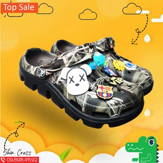 dép cross khủng long busy vảy sơn full camo💖FREESHIP💖dép khủng long cross MAISUCSON8. - camo đen