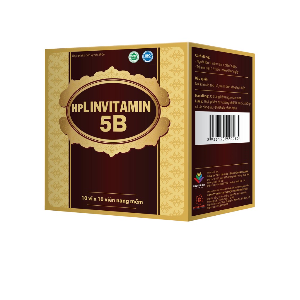 Thực Phẩm Chức Năng HPLIN VITAMIN 5B Bổ Sung Vitamin Nhóm B, Tăng Cường Sức Khỏe: B1 B2 B5 B6 B12