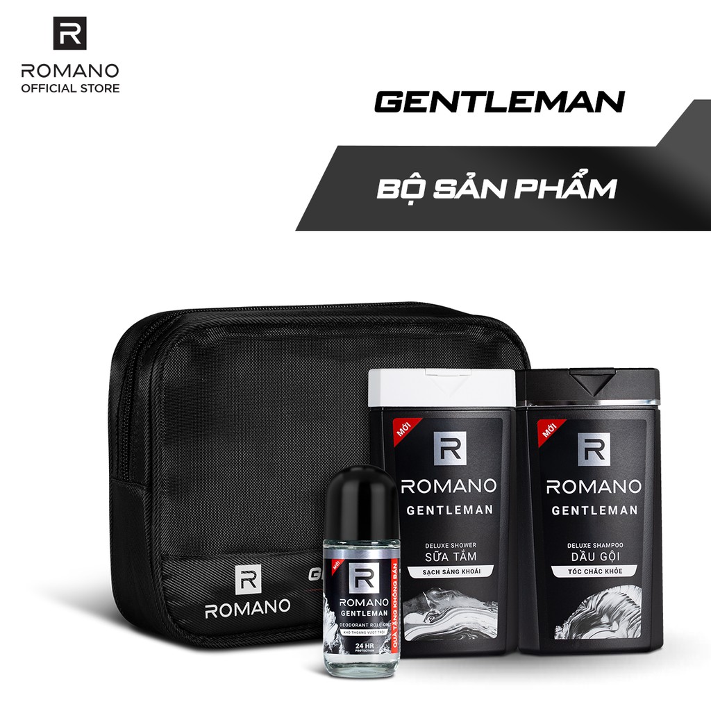 Bộ sản phẩm Romano Gentleman (dầu gội 150g + sữa tắm 150g + lăn khử mùi 25ml)