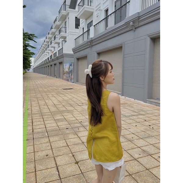 MIE MIN Áo Linen Mie sát nách cúc lưng