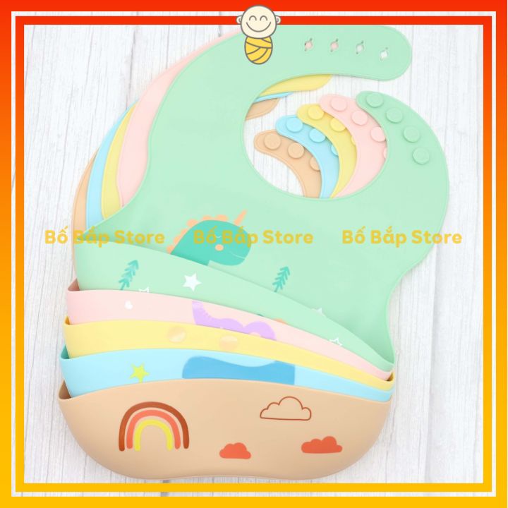 Yếm Ăn Dặm Silicon ⚡3D CHỐNG CỤP⚡ Hình Thú Đáng Yêu Chống Thấm Cao Cấp