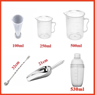 Bộ 6 món dụng cụ pha chế - Ca đong định lượng 100ml-250ml-500ml