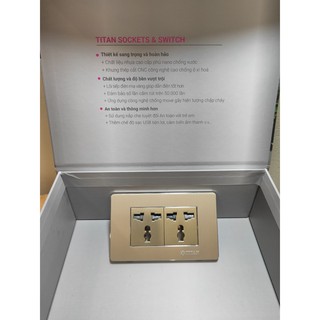 Bộ ổ cắm đôi 3 chấu gold thương hiệu Titan