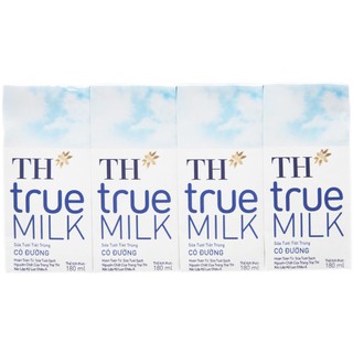 Lốc 4 hộp sữa tươi tiệt trùng TH true MILK 180ml