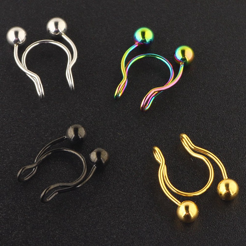 Women Gifts Colorful Fashion Non Piercing Nose Ring Jewelry Steel