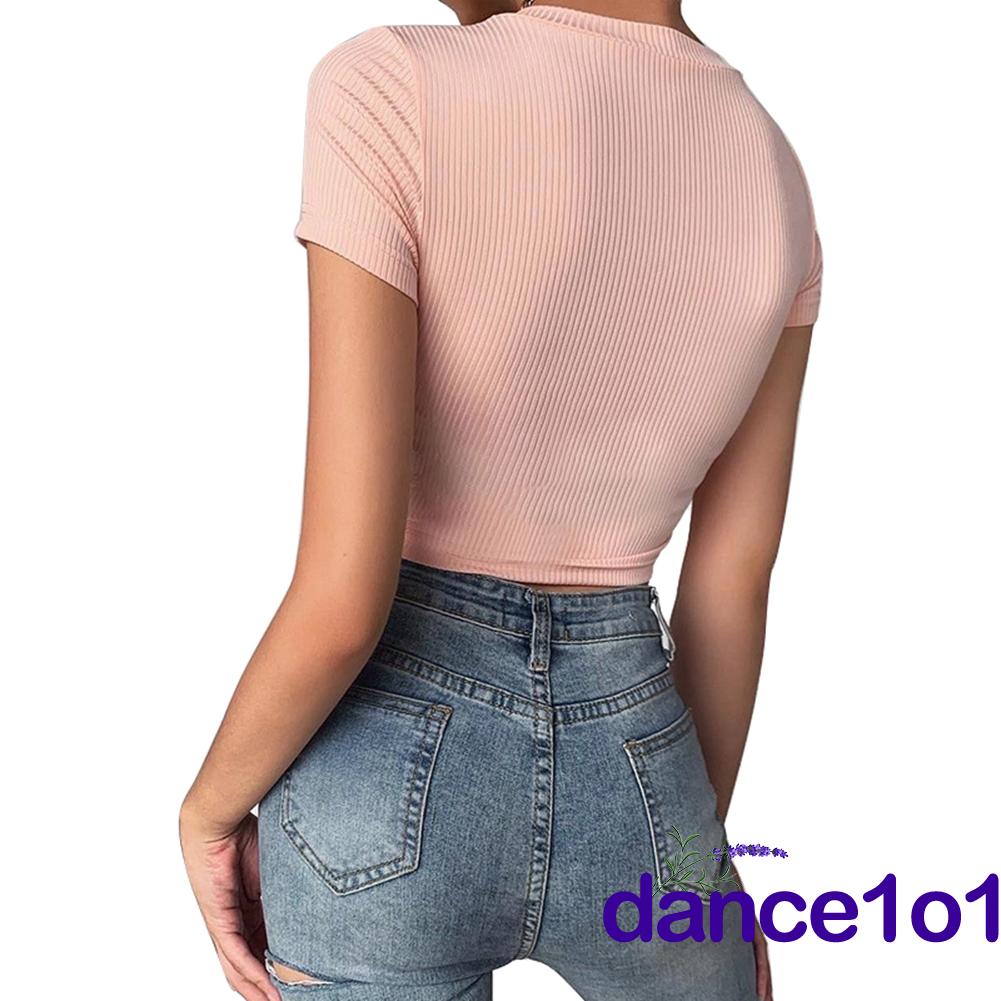 Áo croptop ngắn tay cổ tròn in chữ đáng yêu thời trang cho nữ