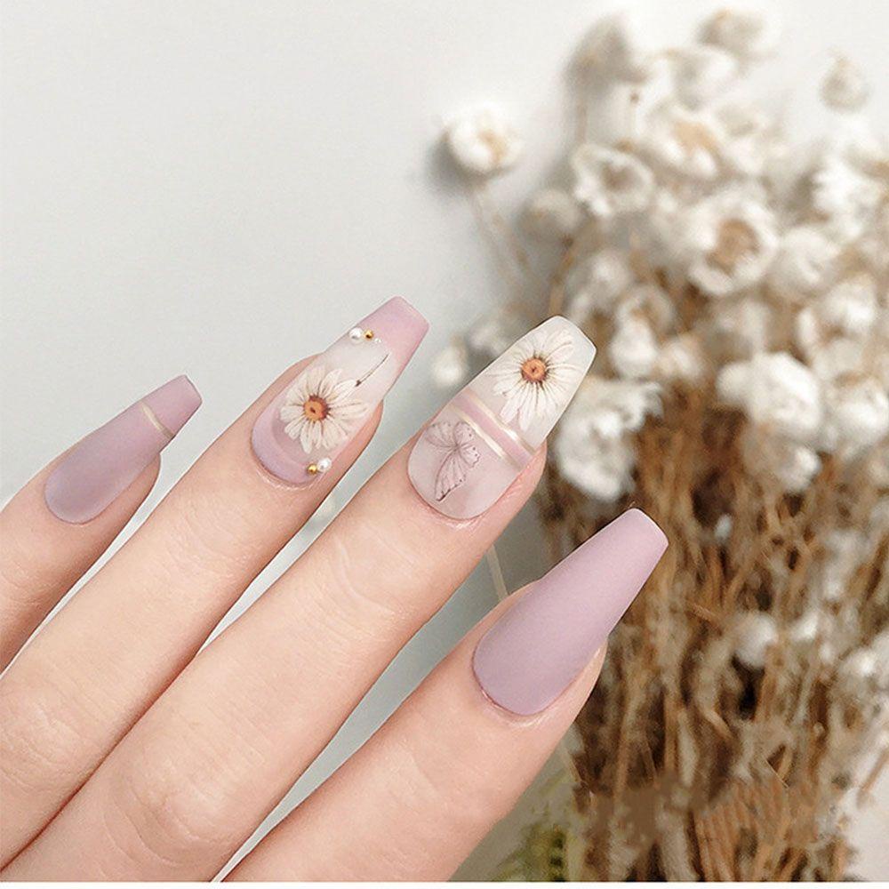 Miếng Dán Trang Trí Móng Tay Họa Tiết Hoa Hồng Và Bướm Độc Đáo