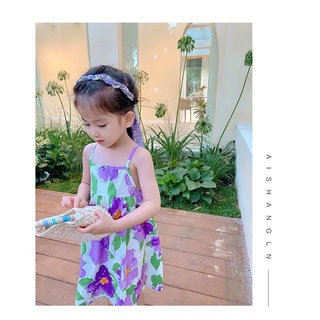 Váy maxi hoa hồng bé gái