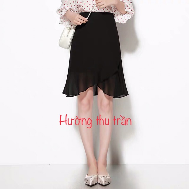 Chân váy công sở đuôi cá phối voan