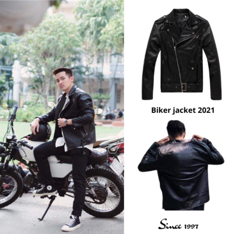 Áo da nam biker jacket 2021 KÈM ẢNH THẬT