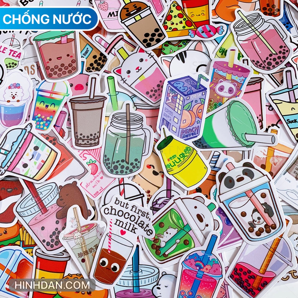 [Trà Sữa Cute Stickers] Hình Dán Chống Nước Chất Liệu PVC Chất Lượng Cao Trang Trí Nón Bảo Hiểm | Sticker Việt Nam