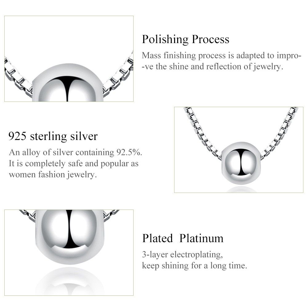 Dây chuyền ngắn Bamoer BSN085 bằng bạc S925 phối mặt đá CZ trong suốt đơn giản thời trang cho nữ