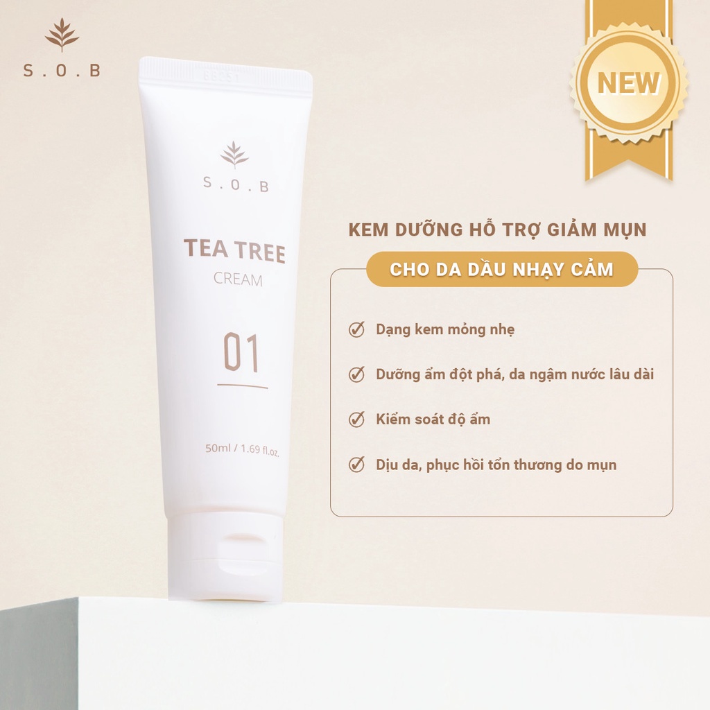 Kem dưỡng dịu da mụn S.O.B Tea Tree Cream 50ml