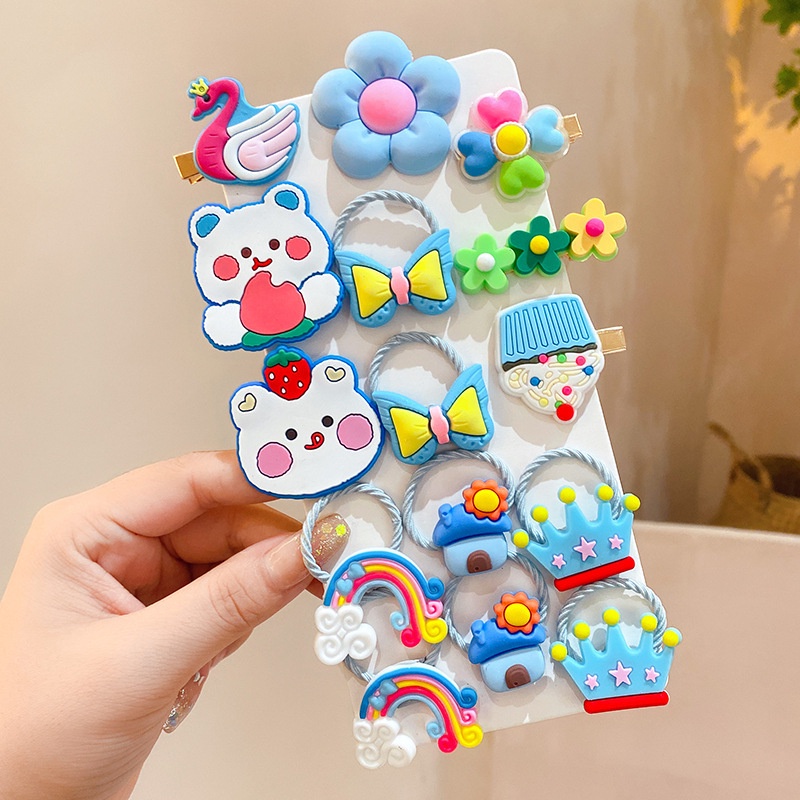 Set 14 Kẹp Tóc Hình Hoa Bướm Dễ Thương Cho Bé Gái