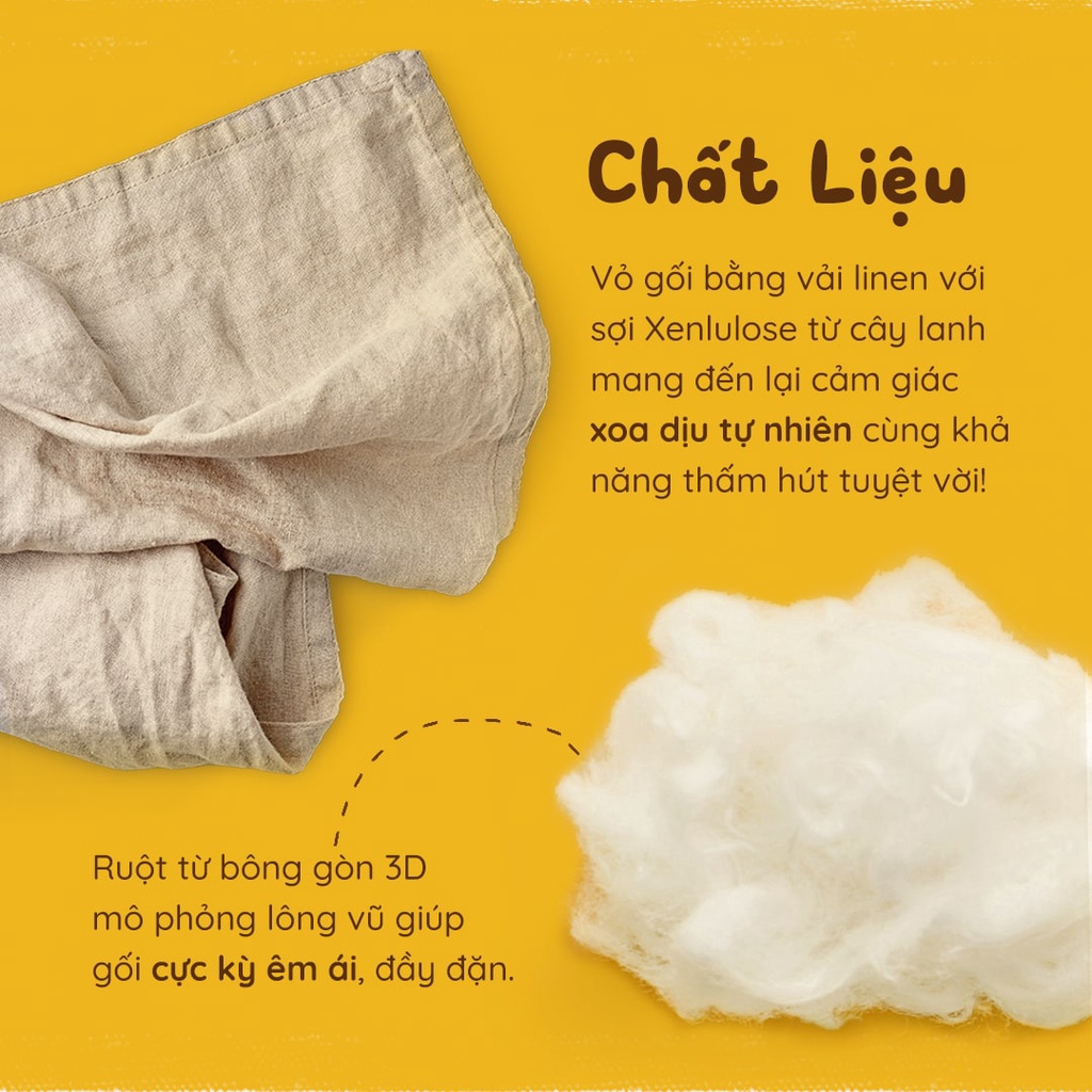 Gối bầu Đậu khuyết đa năng linen bông gòn lông vũ cao cấp | Nhà Đậu 159