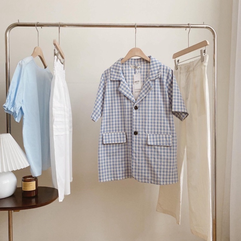 Vest kẻ karo style hàn,Blazer hàn quốc chất liệu đũi rhstore | BigBuy360 - bigbuy360.vn