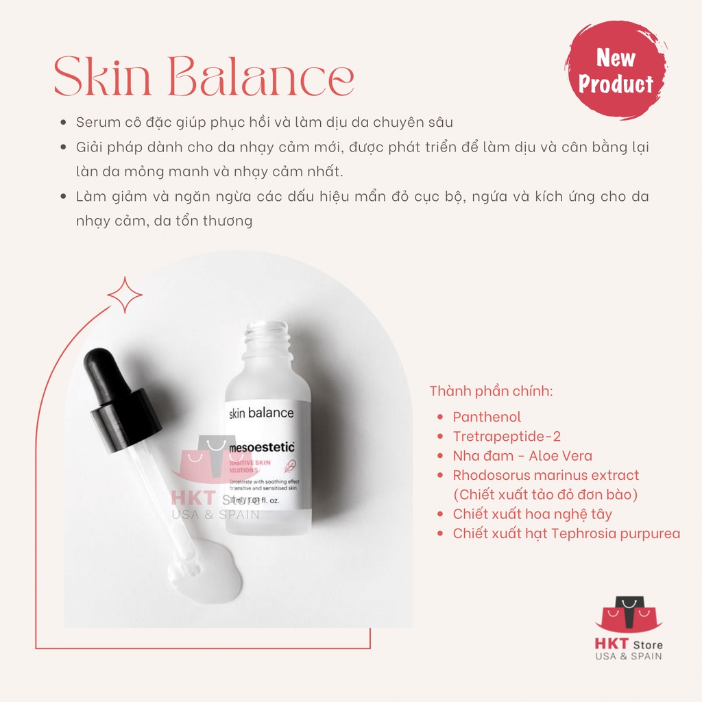 Serum phục hồi & làm dịu cho da đỏ, da yếu, da nhạy cảm, da mụn Skin Balance Mesoestetic 30ml
