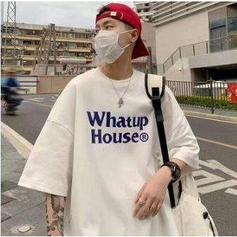 Áo Thun Tay Ngắn Dáng Rộng In Chữ Thời Trang Mùa Hè Phong Cách Hàn Quốc Cho Nam Size M-5XL