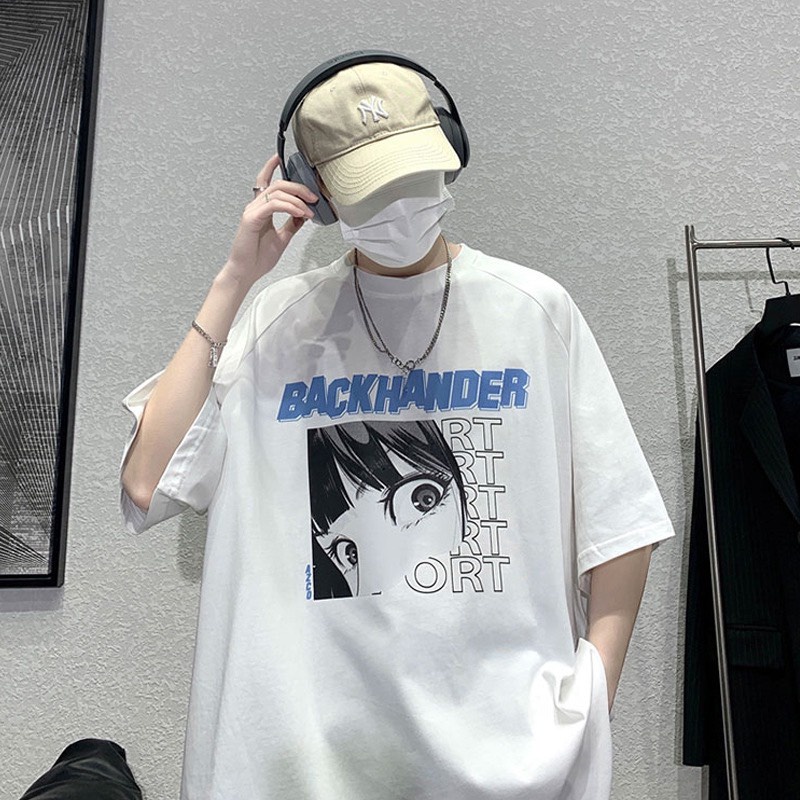 Áo thun tay lỡ form rộng in hình họa tiết BACKHANDER phong cách hàn quốc nam nữ mặc đều đẹp