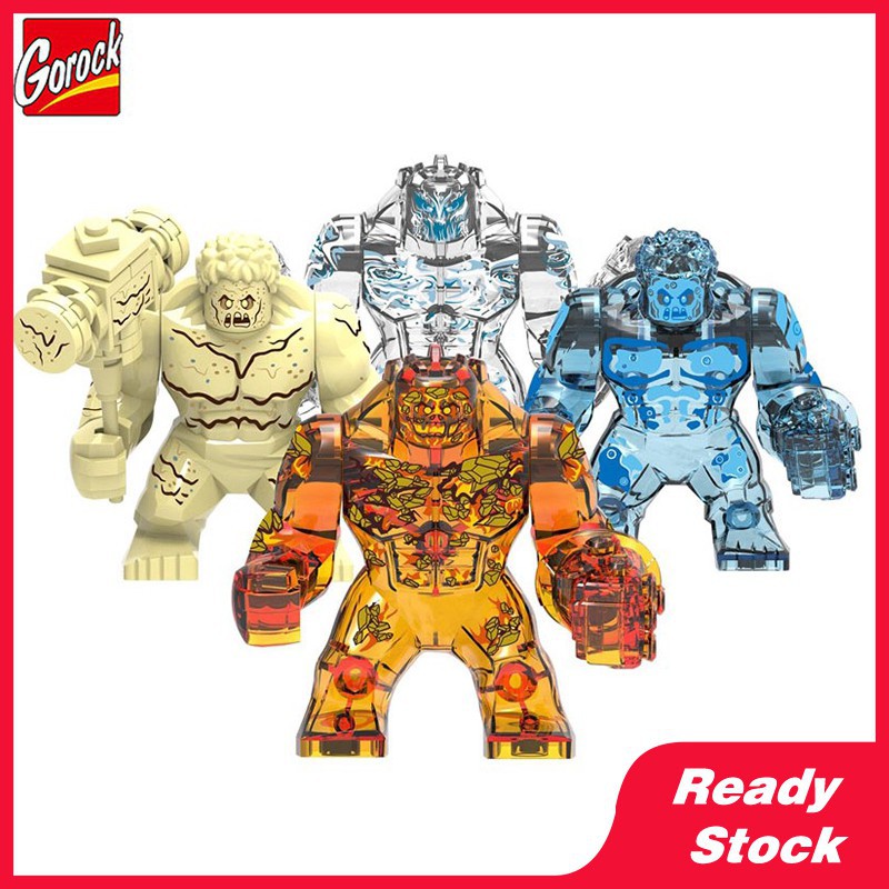 Gorock Tương thích Lego Spider-Man Hero Expedition Building Blocks Bốn yếu tố Địa hình Lửa nước Minifigures Đồ chơi