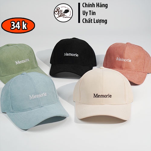 Mũ lưỡi trai | Nón kết thêu chữ Memorie phong cách Hàn Quốc Unisex Nam Nữ 2023