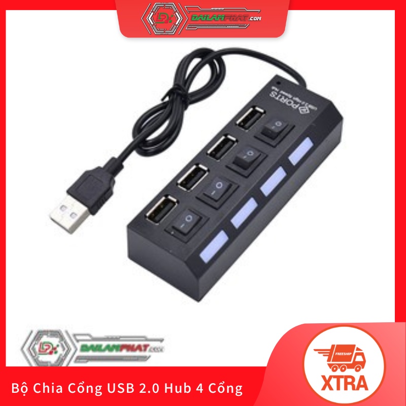 Bộ Chia Cổng USB 2.0 Hub 4 Cổng 💖 𝘍𝘳𝘦𝘦𝘴𝘩𝘪𝘱 💖 có công tắc / Hub Usb 4 Ports High Speed
