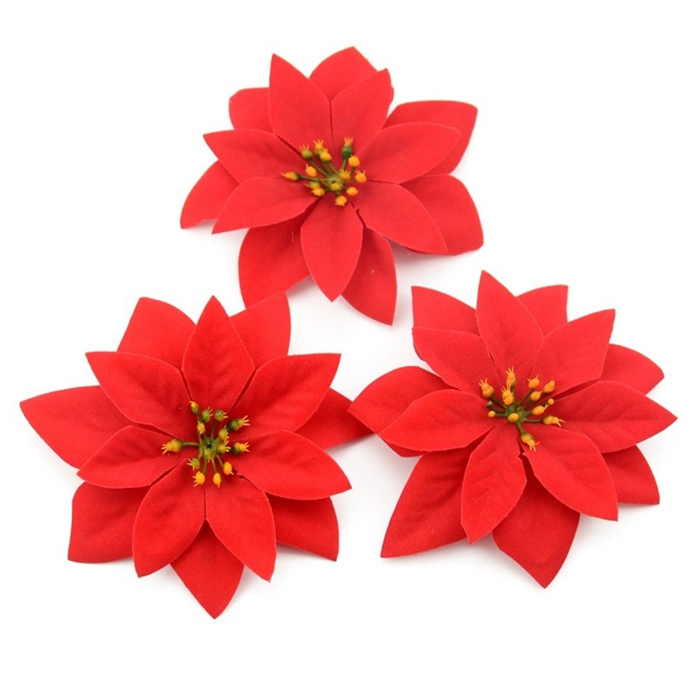 Bộ 10 bông hoa giả nhiều màu sắc dành cho trang trí cây thông noel